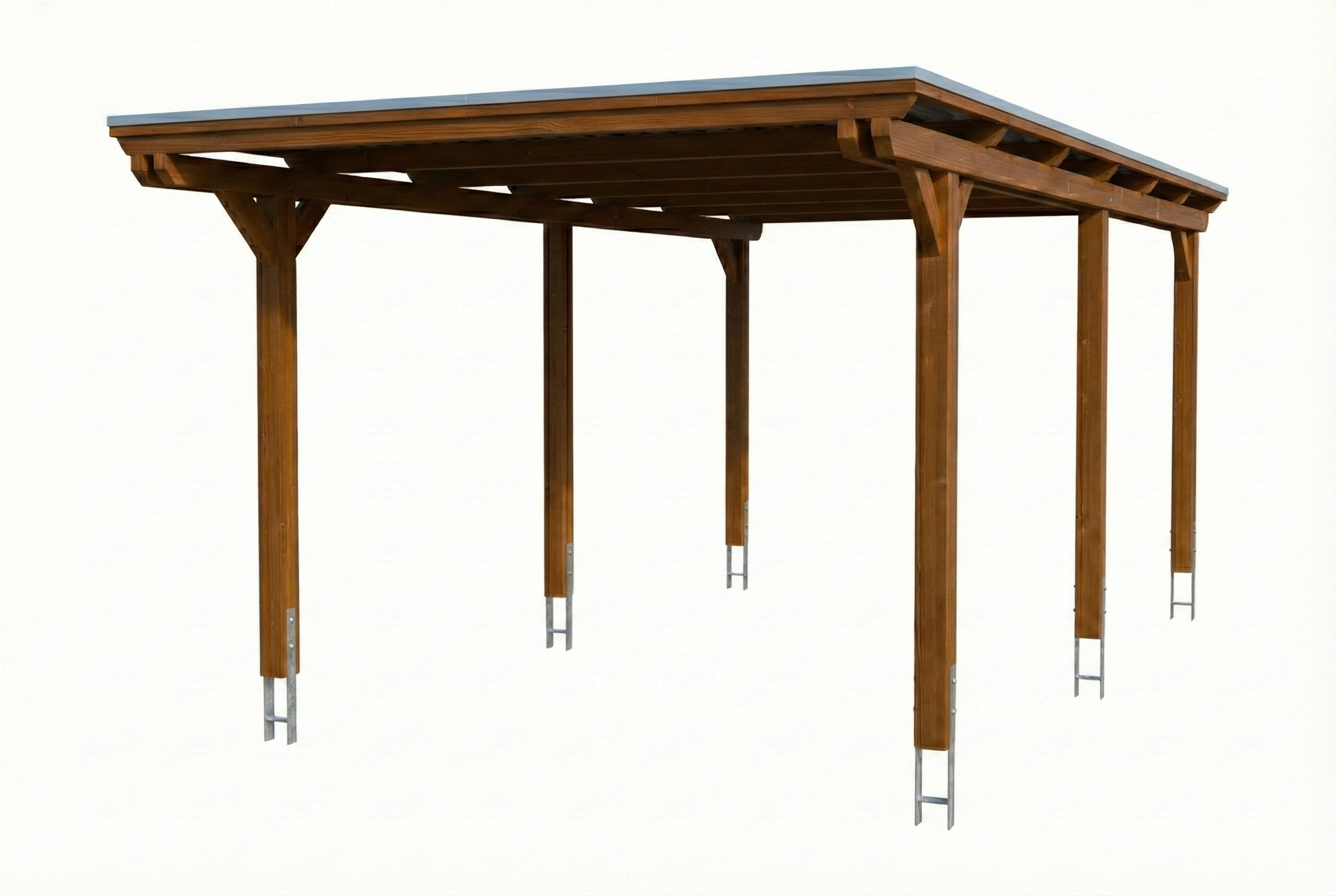 AI generated – Carport Emsland 340 x 604 cm, Stahl-Dachplatten mit Antikondensvlies, nussbaum
