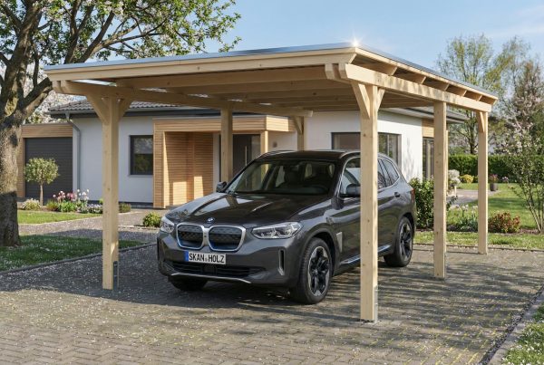 AI generated – Carport Emsland 340 x 604 cm mit EPDM-Dach, natur