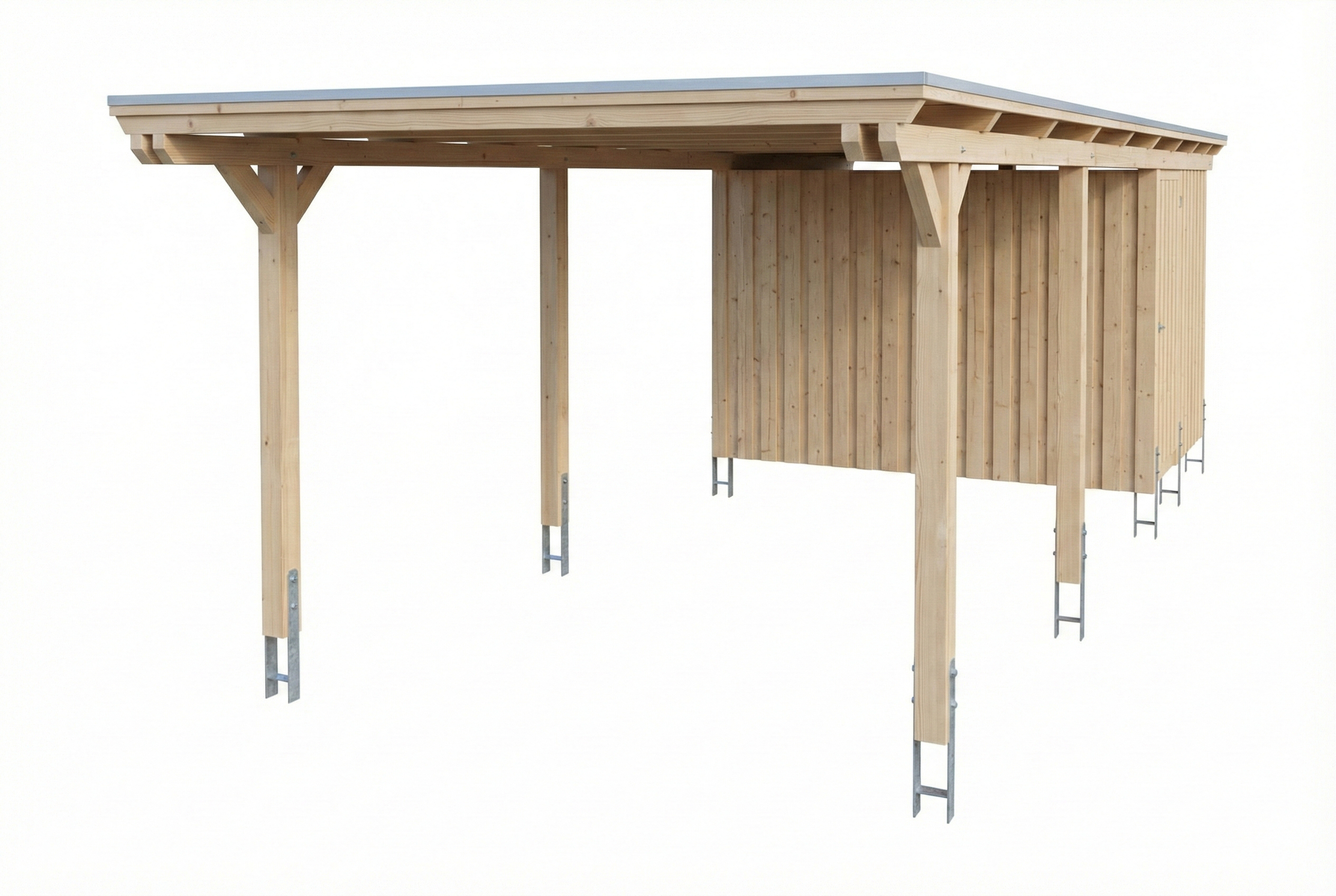 AI generated – Carport Emsland 340 x 846 cm mit EPDM-Dach, natur