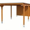AI generated – Carport Emsland 340 x 846 cm, Stahl-Dachplatten mit Antikondensvlies, eiche hell