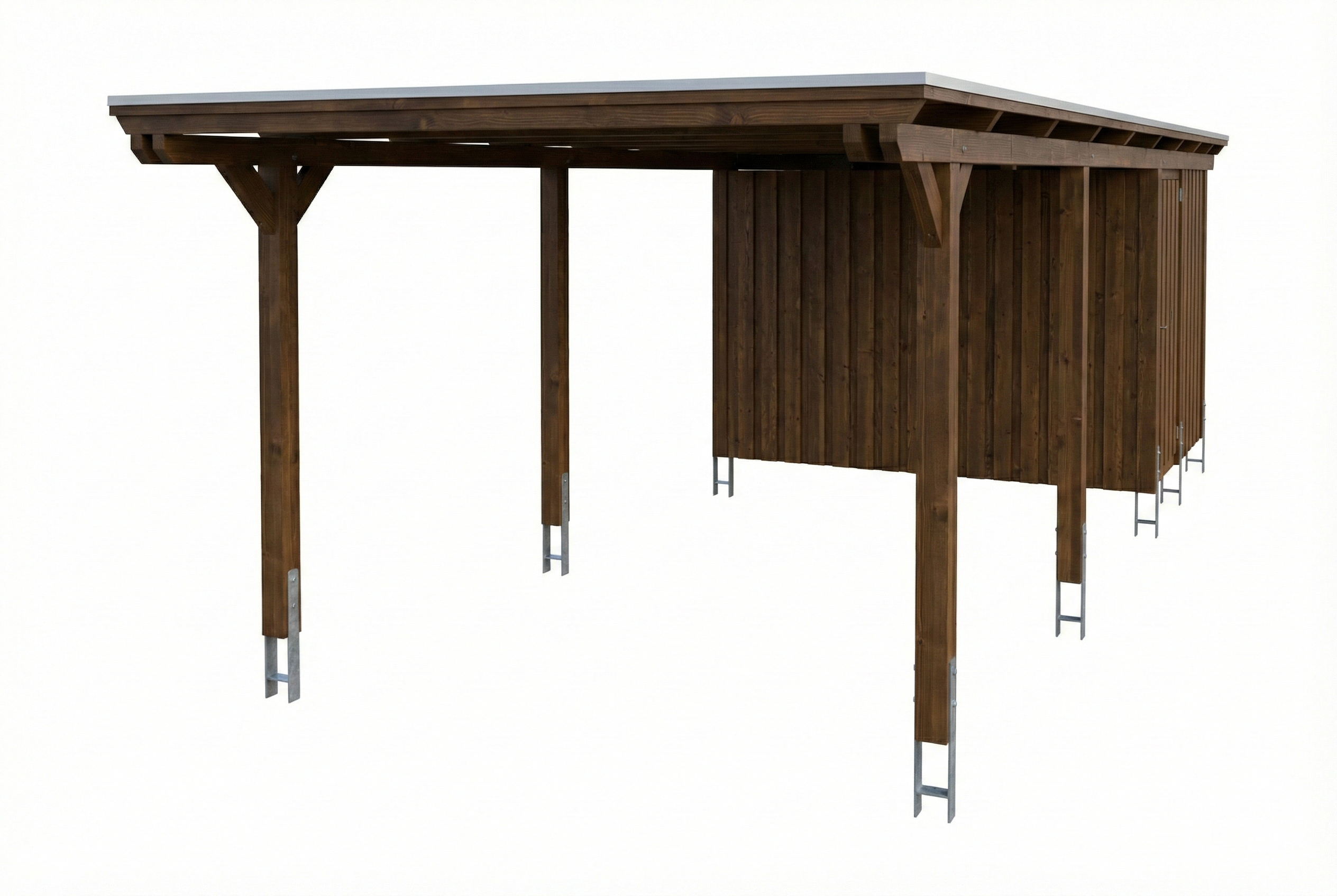 AI generated – Carport Emsland 340 x 846 cm, Stahl-Dachplatten mit Antikondensvlies, nussbaum