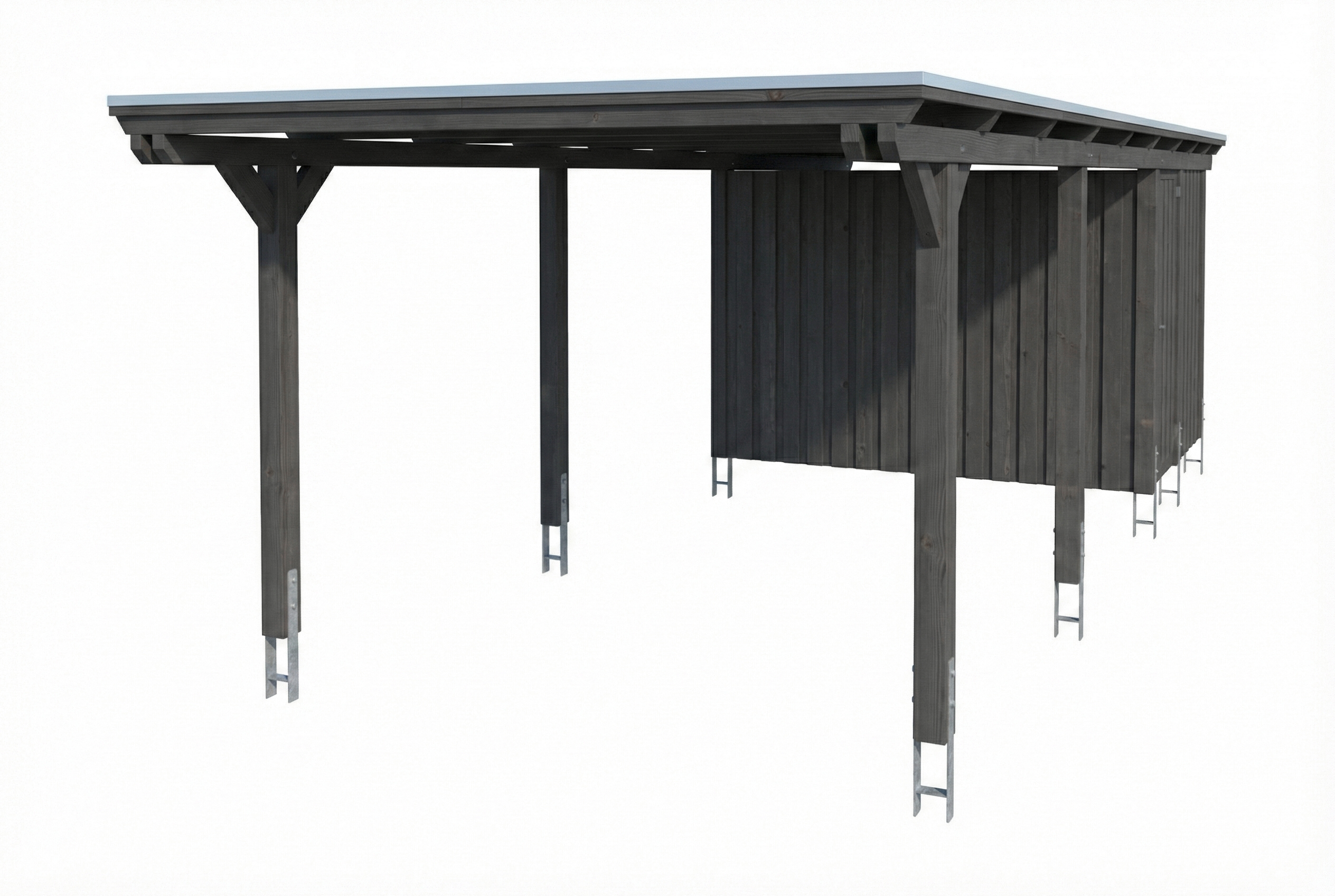 AI generated – Carport Emsland 340 x 846 cm, Stahl-Dachplatten mit Antikondensvlies, schiefergrau