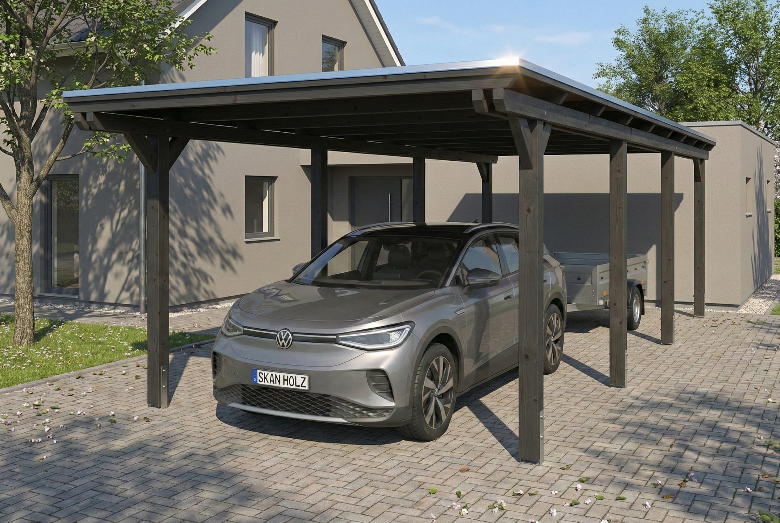 AI generated – Carport Emsland 340 x 846 cm mit EPDM-Dach, anthrazit