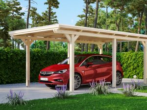 AI generated – Carport Emsland 354 x 604 cm mit EPDM-Dach, natur