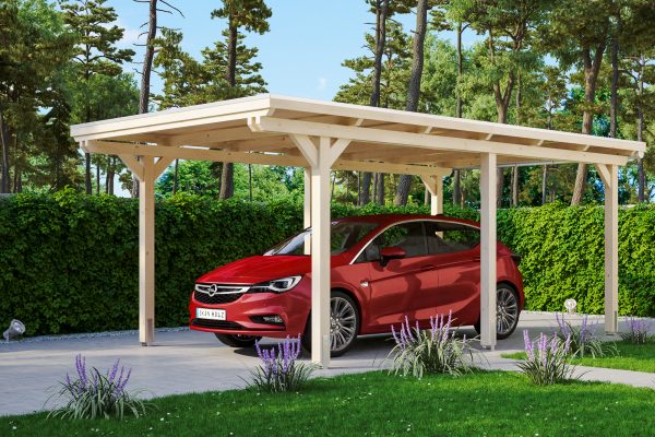 AI generated – Carport Emsland 354 x 604 cm mit EPDM-Dach, natur