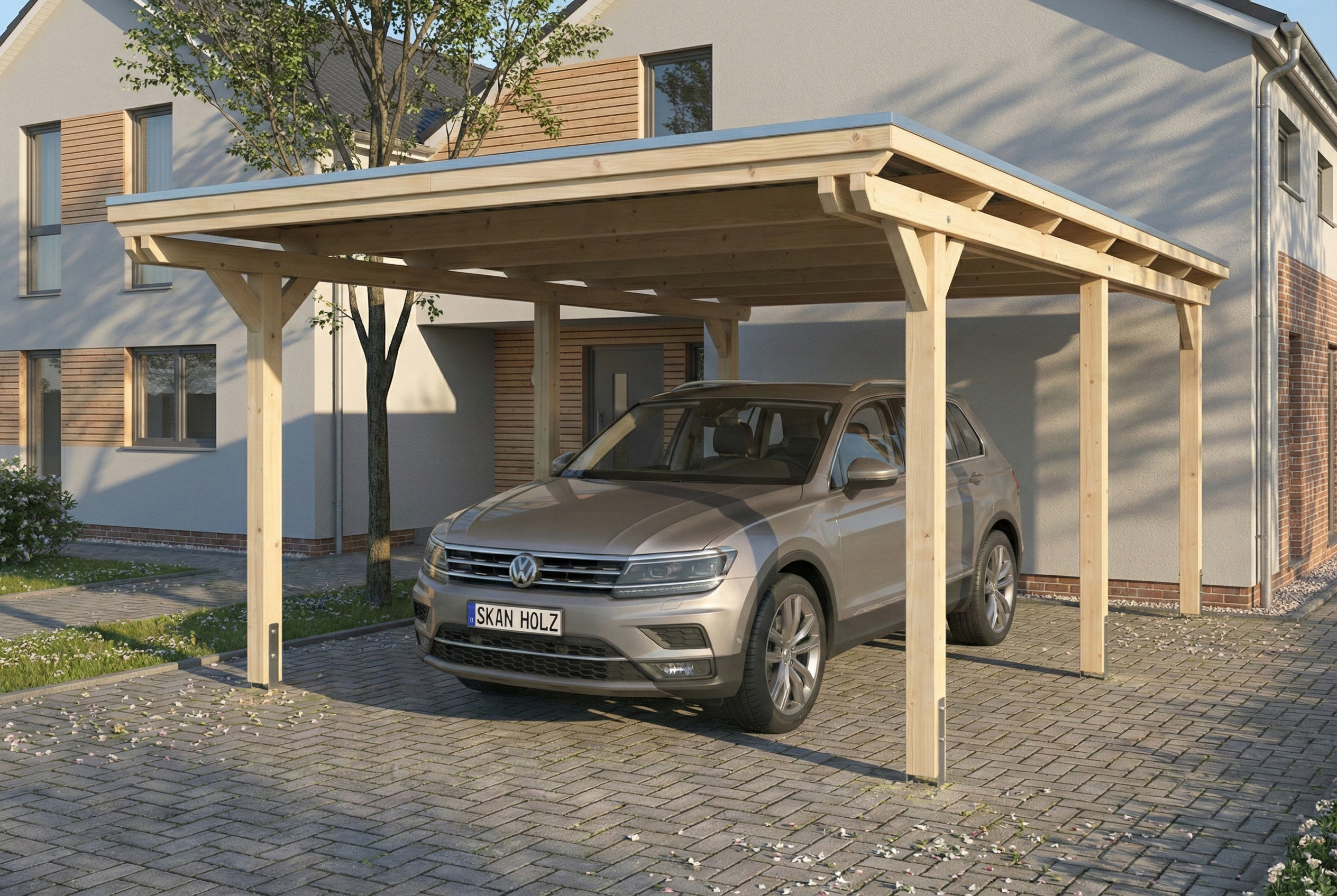 Carport Emsland 402 x 604 cm mit EPDM-Dach, natur AI generated – Carport Emsland 402 x 604 cm mit EPDM-Dach, natur
