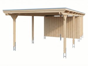 AI generated – Carport Emsland 402 x 846 cm mit EPDM-Dach, natur