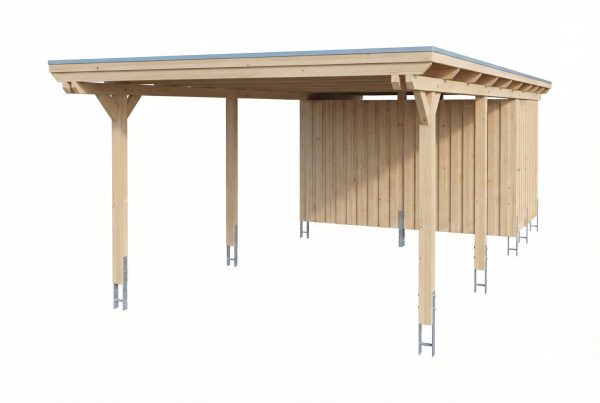 AI generated – Carport Emsland 402 x 846 cm mit EPDM-Dach, natur