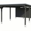 AI generated – Carport Emsland 402 x 846 cm, Stahl-Dachplatten mit Antikondensvlies, schiefergrau