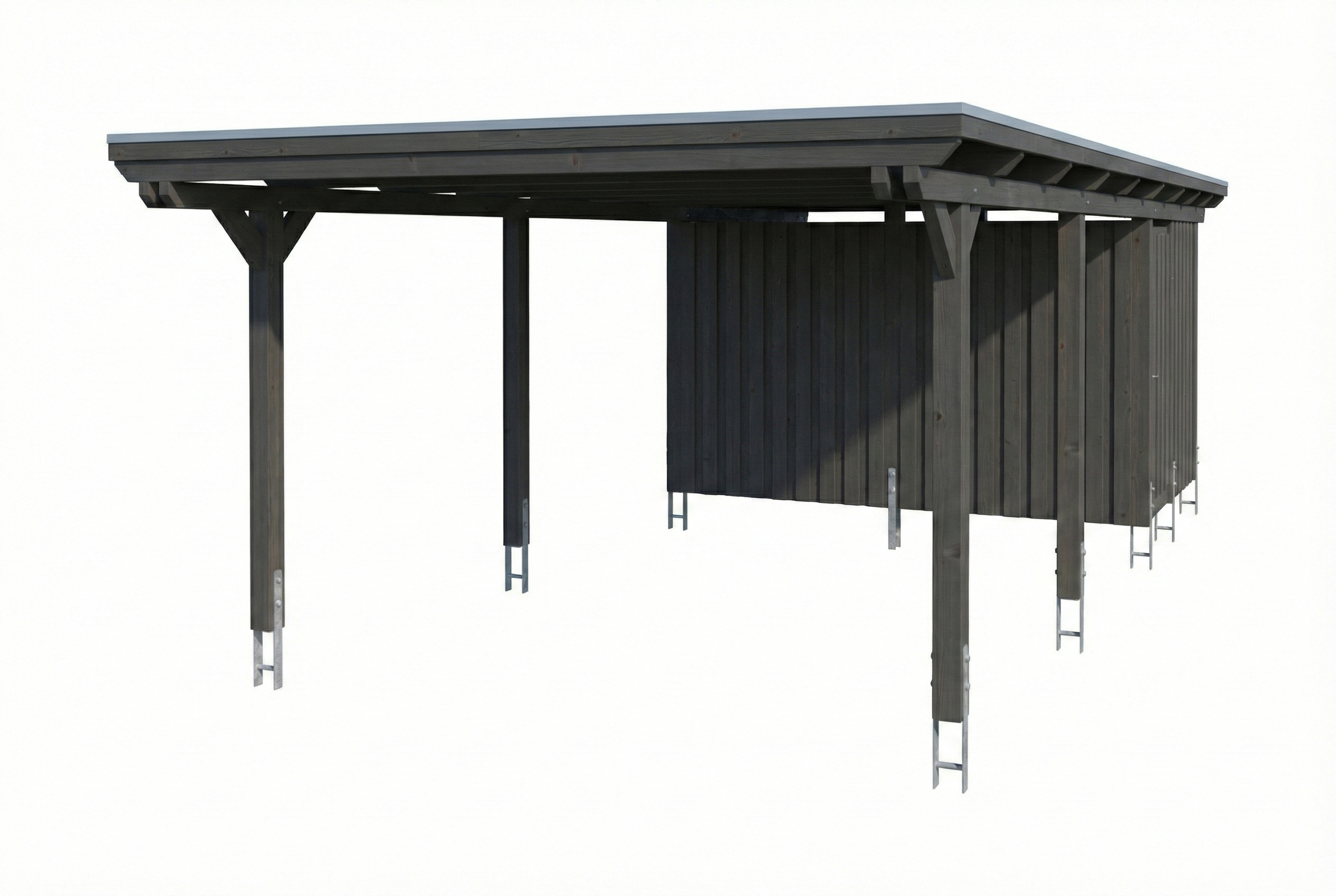 AI generated – Carport Emsland 402 x 846 cm, Stahl-Dachplatten mit Antikondensvlies, schiefergrau