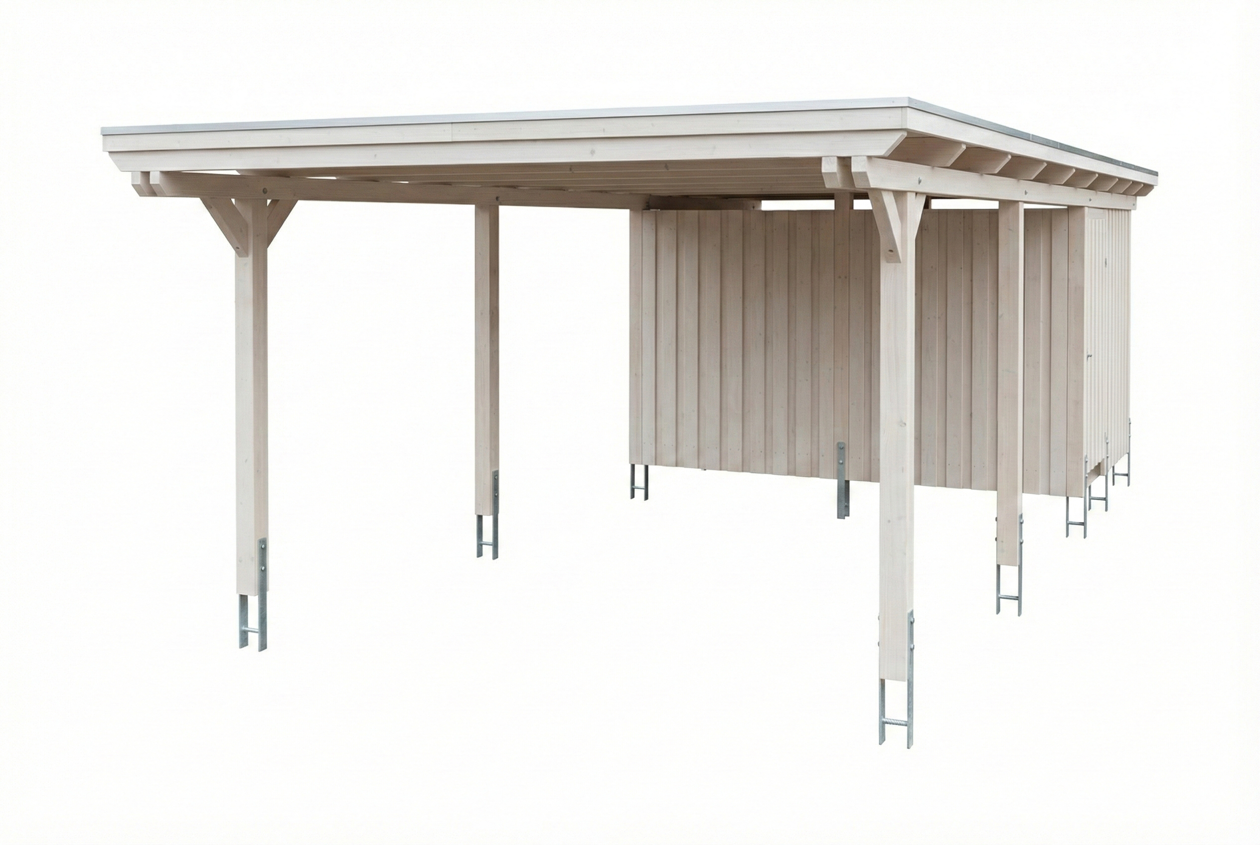 AI generated – Carport Emsland 402 x 846 cm, Stahl-Dachplatten mit Antikondensvlies, weiß