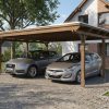AI generated – Carport Emsland 609 x 604 cm, Stahl-Dachplatten mit Antikondensvlies, nussbaum