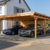 AI generated – Carport Emsland 609 x 846 cm, Stahl-Dachplatten mit Antikondensvlies, mit Abstellraum, eiche hell