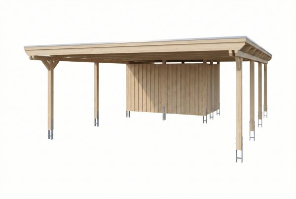 AI generated – Carport Emsland 609 x 846 cm mit EPDM-Dach, natur