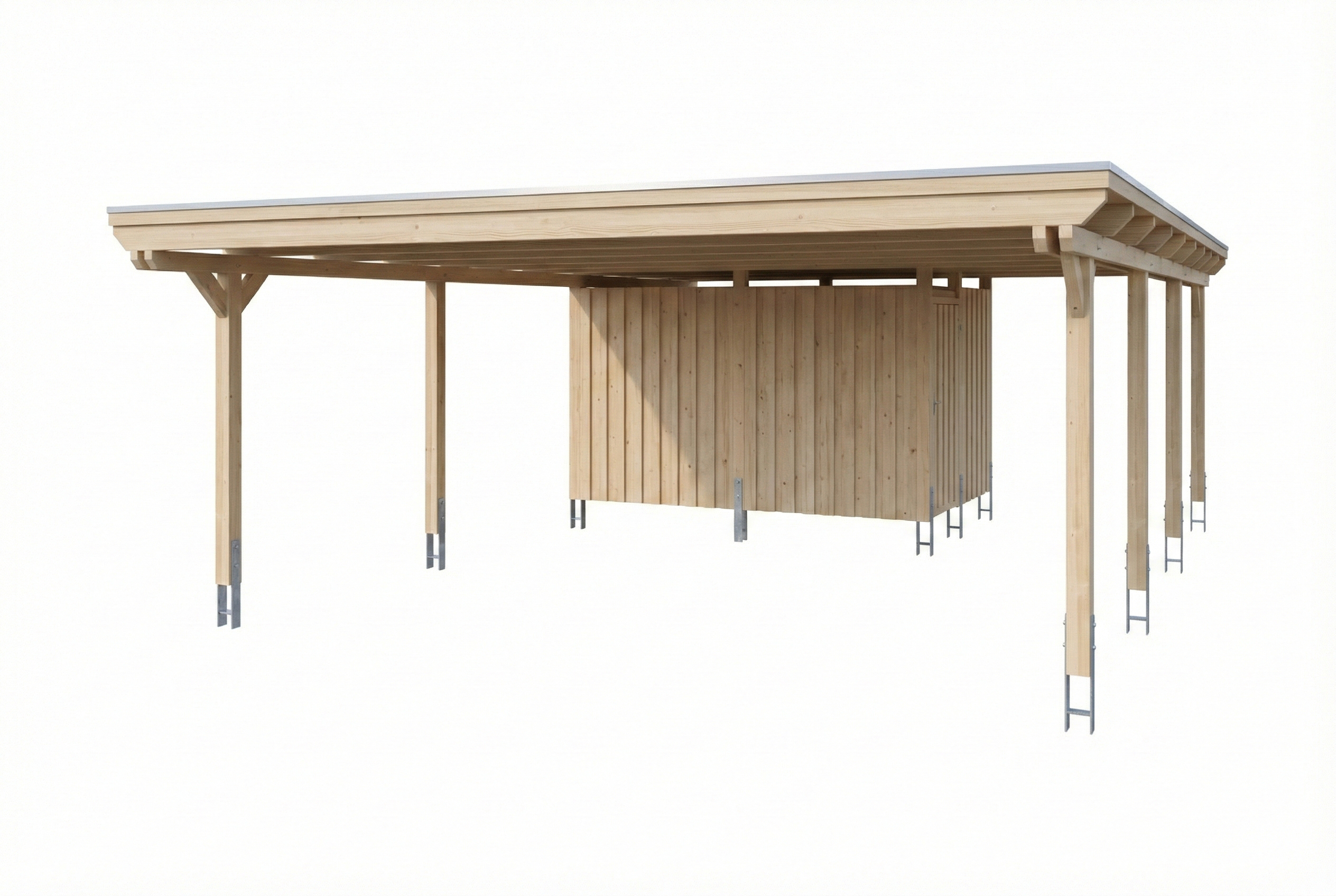 AI generated – Carport Emsland 609 x 846 cm mit EPDM-Dach, natur