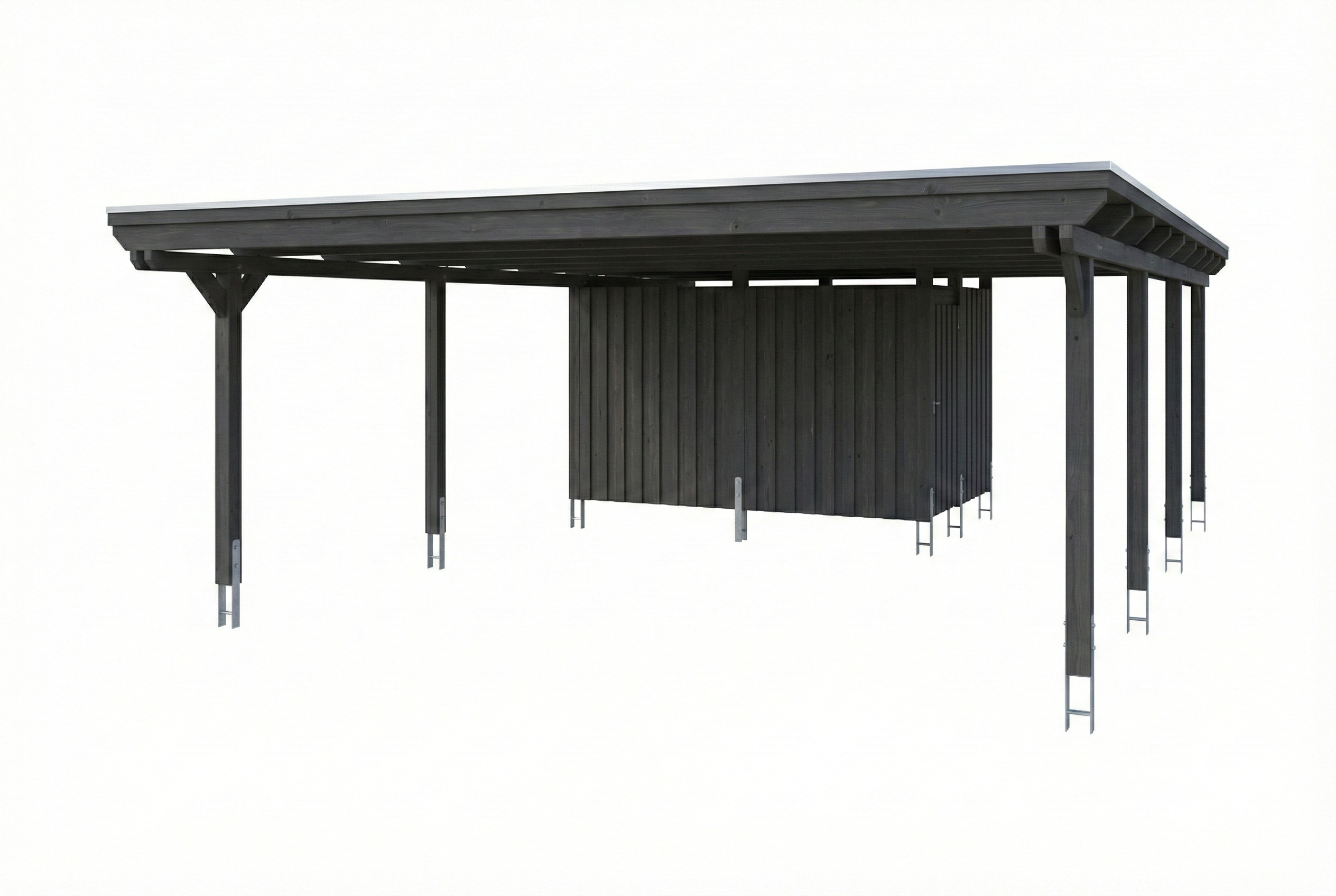AI generated – Carport Emsland 609 x 846 cm, Stahl-Dachplatten mit Antikondensvlies, schiefergrau