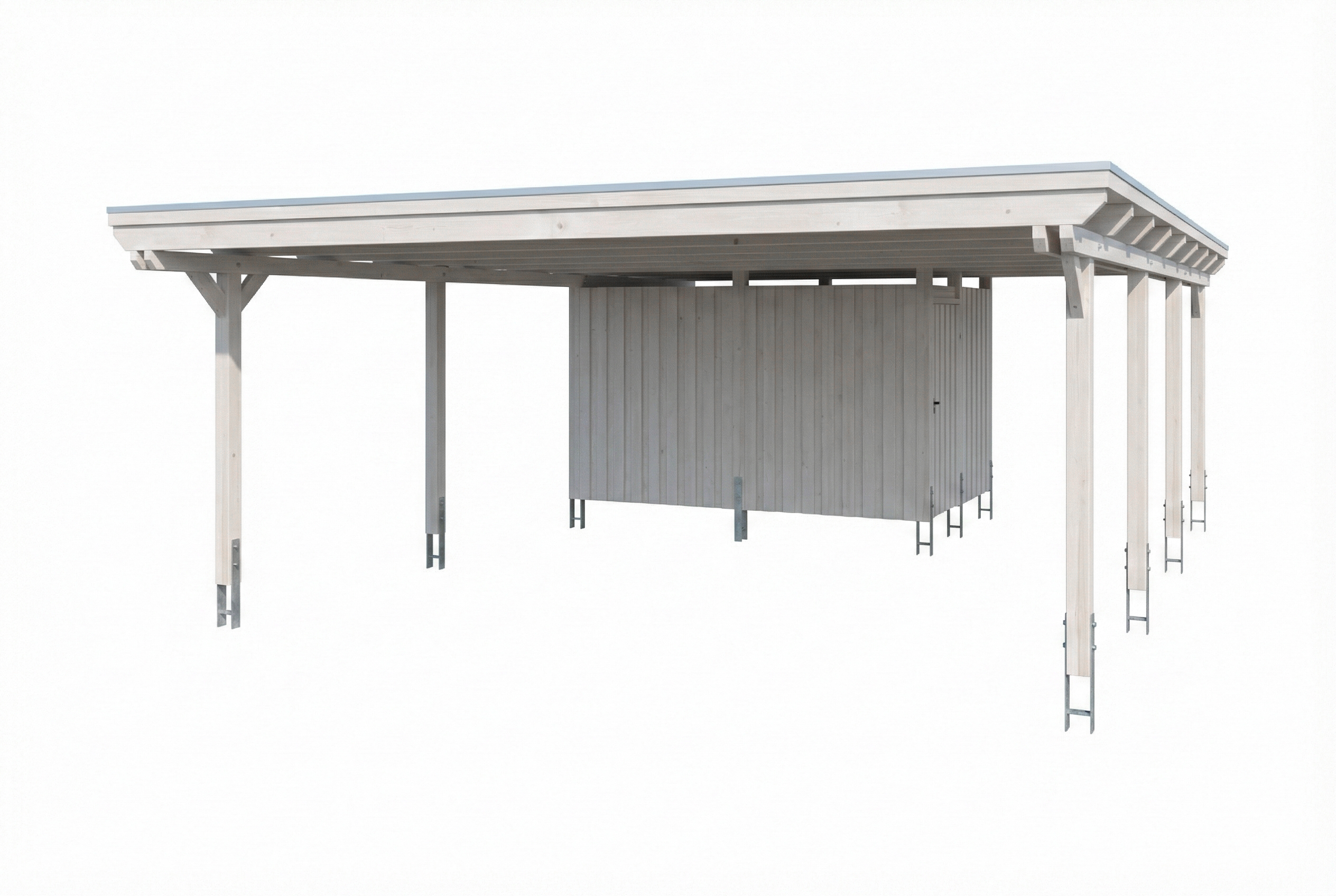 AI generated – Carport Emsland 609 x 846 cm, Stahl-Dachplatten mit Antikondensvlies, weiß