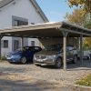 AI generated – Carport Emsland 609 x 846 cm mit EPDM-Dach, mit Abstellraum, schiefergrau