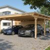 AI generated – Carport Emsland 609 x 846 cm mit EPDM-Dach, mit Abstellraum, natur
