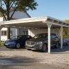 AI generated – Carport Emsland 609 x 846 cm mit EPDM-Dach, mit Abstellraum, weiß