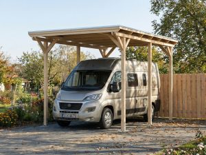 AI generated – Carport Emsland Caravan 402 x 604 cm, Stahl-Dachplatten mit Antikondensvlies, natur