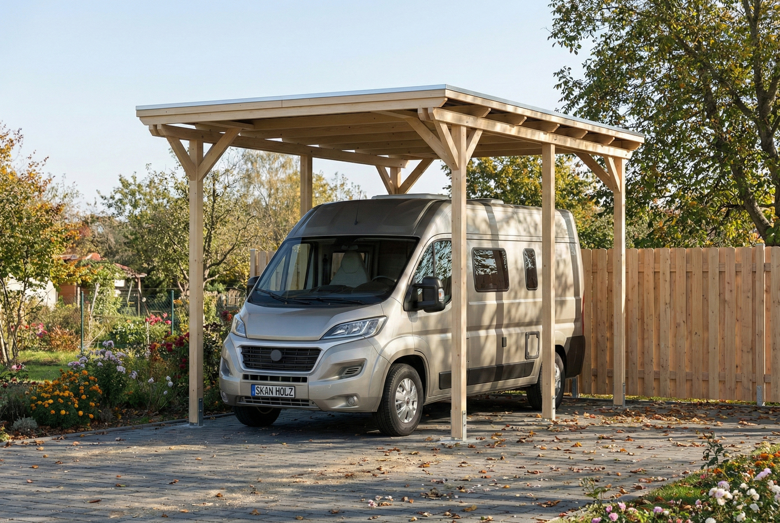 Carport Emsland Caravan 402 x 604 cm, Stahl-Dachplatten mit Antikondensvlies, natur AI generated – Carport Emsland Caravan 402 x 604 cm, Stahl-Dachplatten mit Antikondensvlies, natur