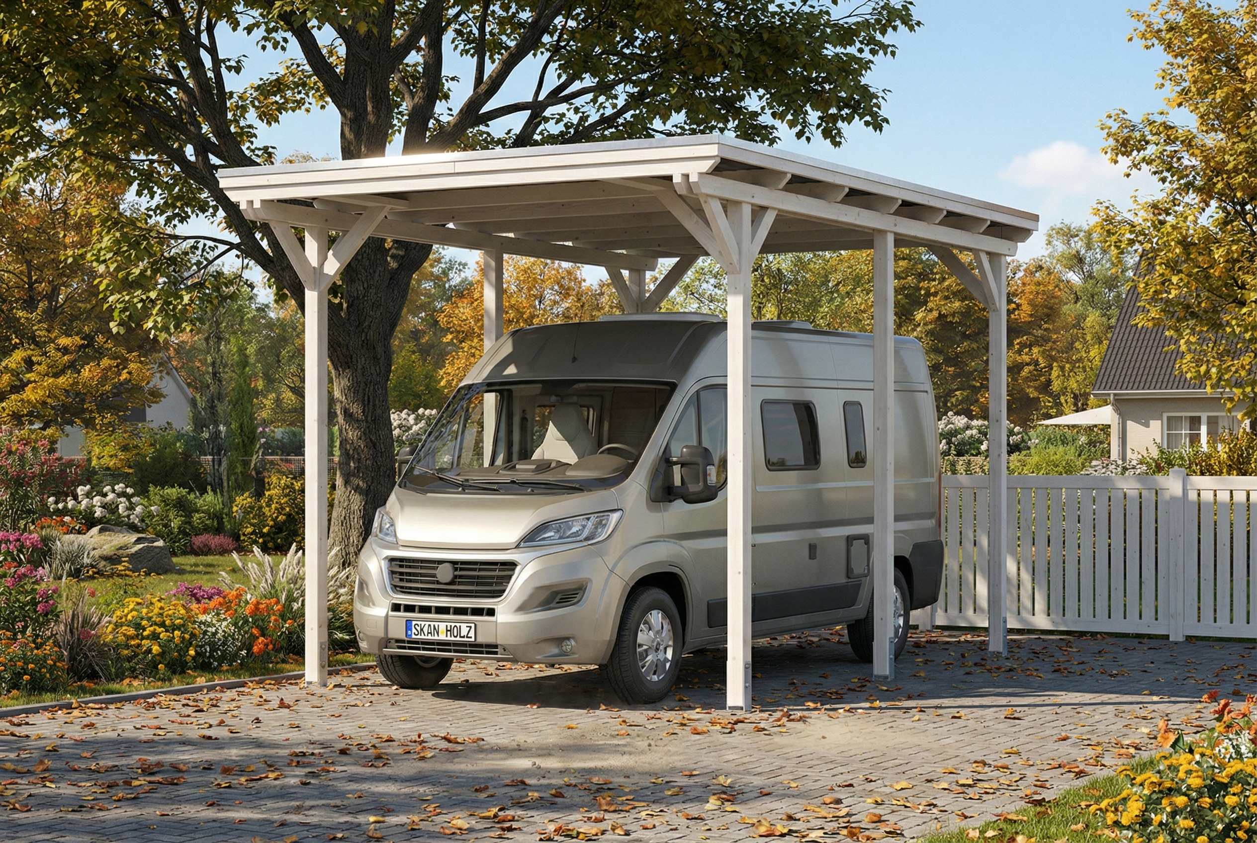 Carport Emsland Caravan 402 x 604 cm, Stahl-Dachplatten mit Antikondensvlies, weiß AI generated – Carport Emsland Caravan 402 x 604 cm, Stahl-Dachplatten mit Antikondensvlies, weiß