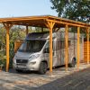 AI generated – Carport Emsland Caravan 402 x 846 cm, Stahl-Dachplatten mit Antikondensvlies, eiche hell