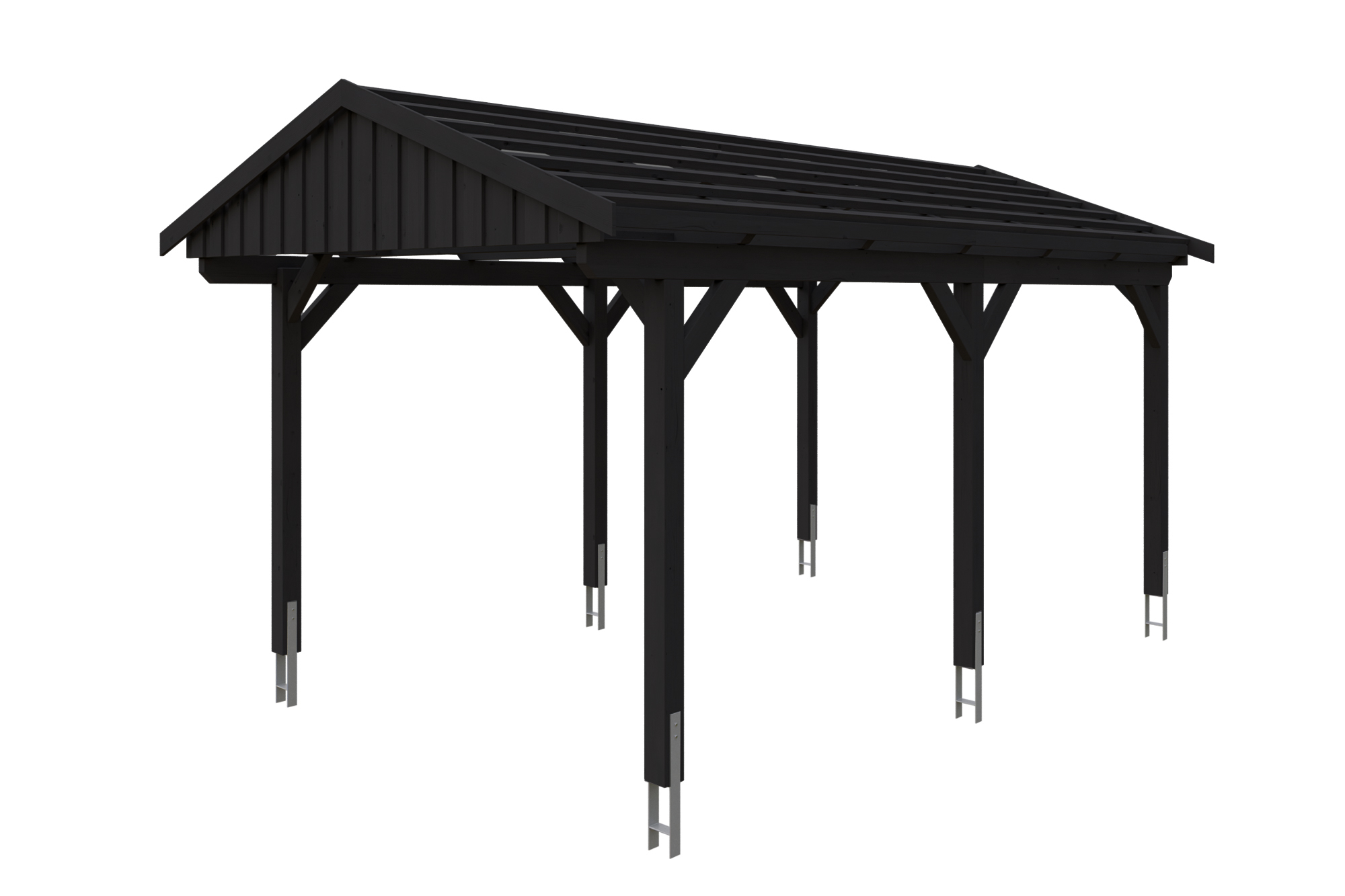 Carport Fichtelberg 317 x 566 cm, schwarze Schindeln, anthrazit