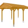 Carport Fichtelberg 317 x 566 cm, rote Schindeln, eiche hell