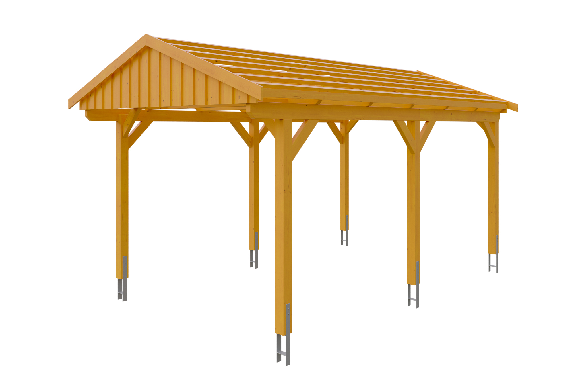 Carport Fichtelberg 317 x 566 cm, rote Schindeln, eiche hell