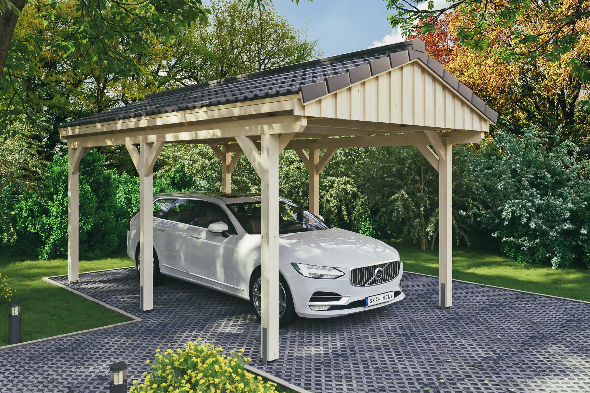 Carport Fichtelberg 317 x 566 cm, Dachlattung, natur