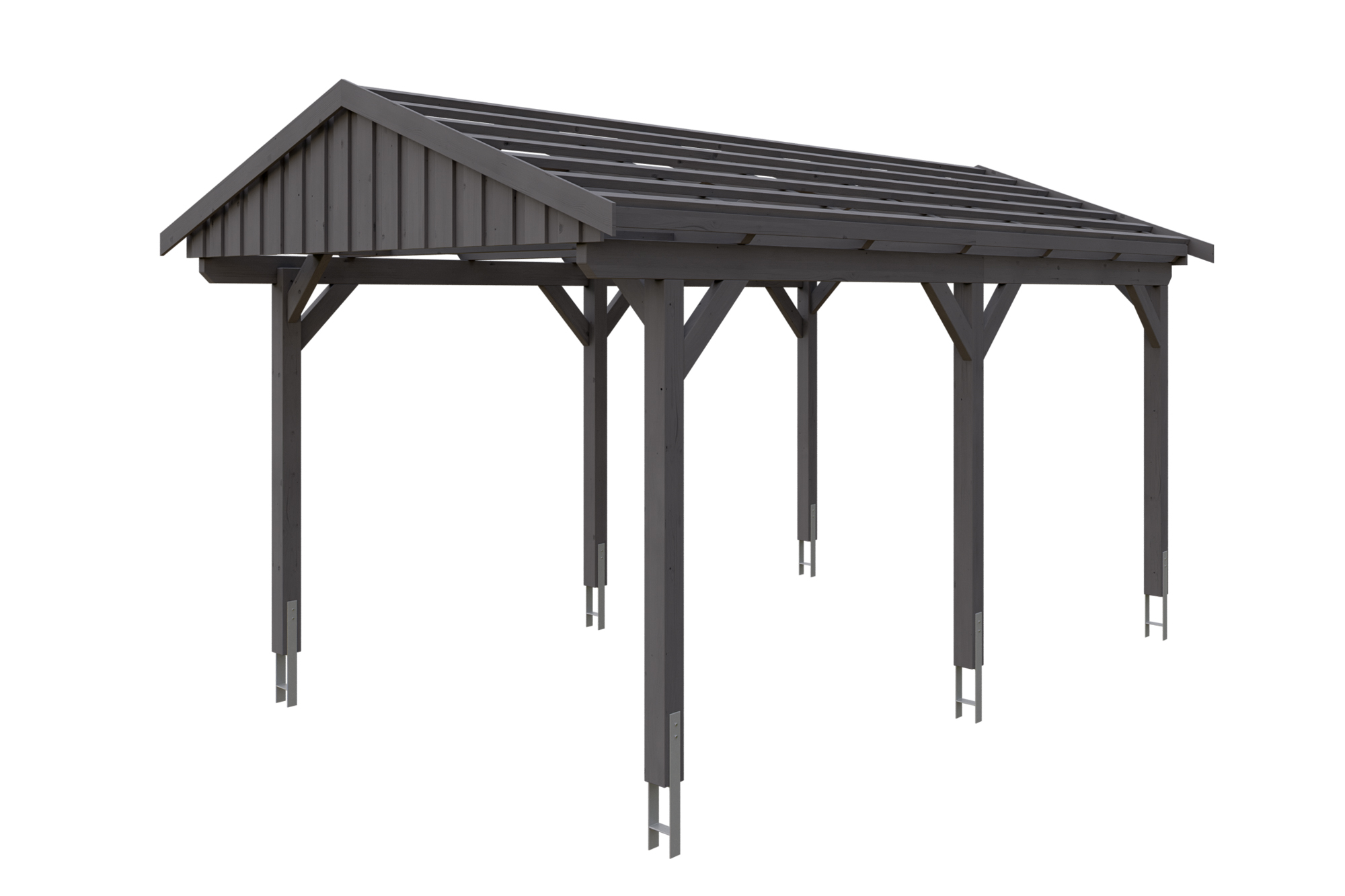 Carport Fichtelberg 317 x 566 cm, rote Schindeln, schiefergrau