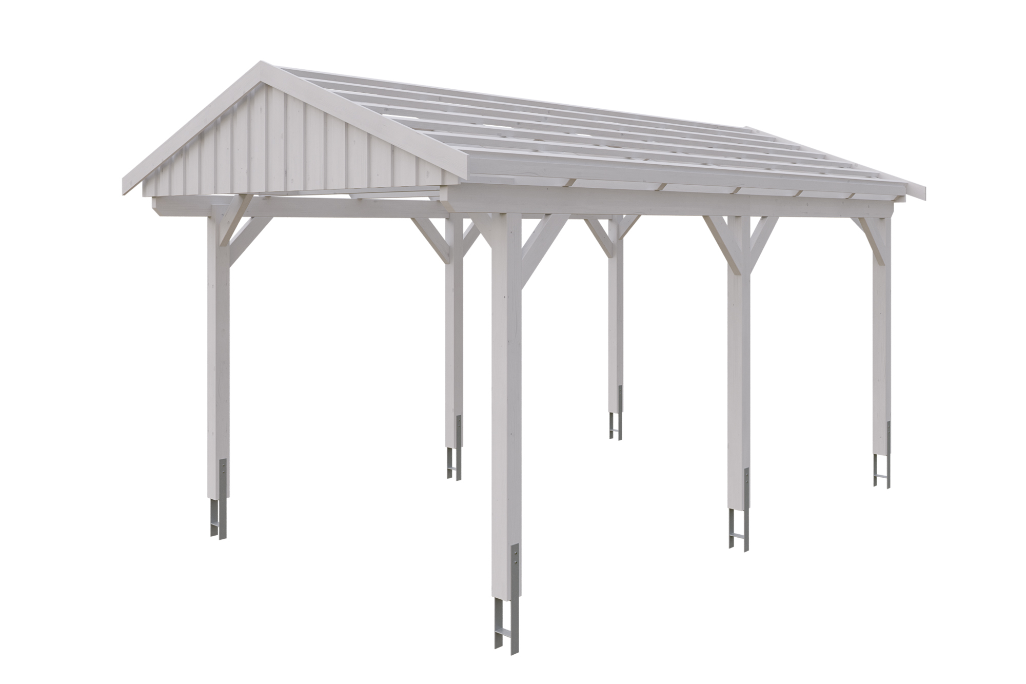 Carport Fichtelberg 317 x 566 cm, rote Schindeln, weiß