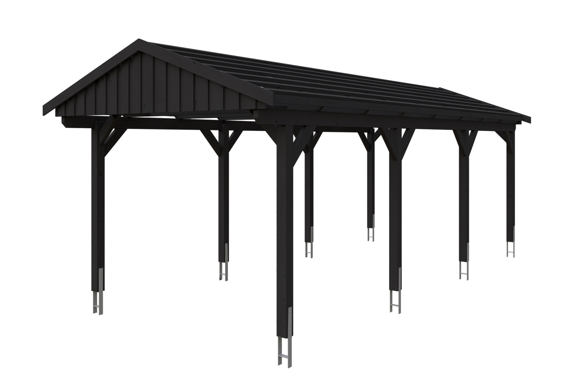 Carport Fichtelberg 317 x 808 cm, rote Schindeln, anthrazit