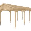 Carport Fichtelberg 317 x 808 cm, rote Schindeln, natur