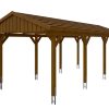 Carport Fichtelberg 317 x 808 cm, rote Schindeln, nussbaum