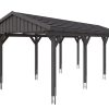 Carport Fichtelberg 317 x 808 cm, rote Schindeln, schiefergrau