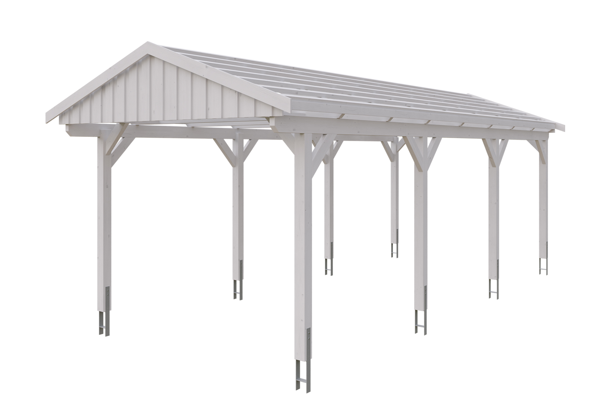 Carport Fichtelberg 317 x 808 cm, rote Schindeln, weiß