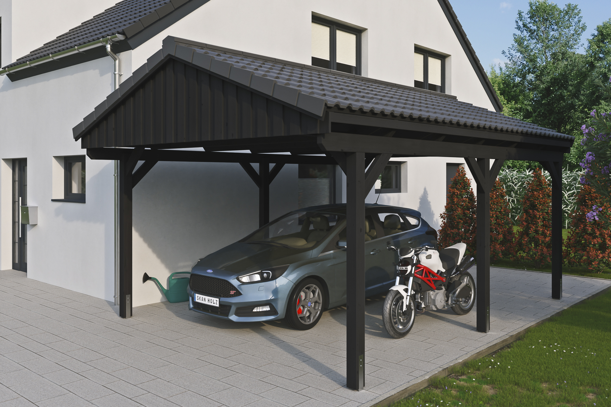 Carport Fichtelberg 423 x 566 cm, Dachlattung, anthrazit Carport Fichtelberg 423 x 566 cm, Dachlattung, anthrazit