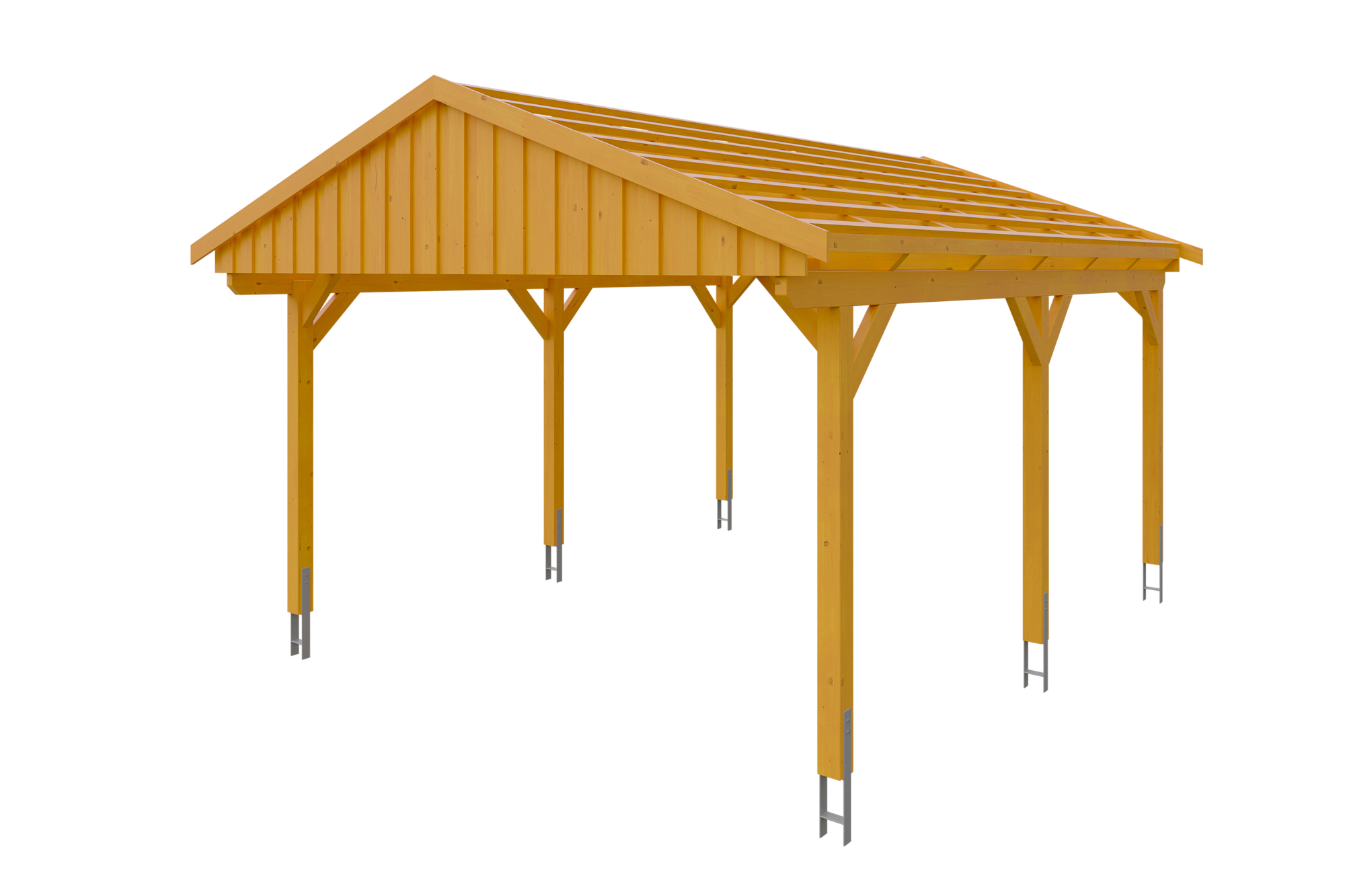 Carport Fichtelberg 423 x 566 cm, rote Schindeln, eiche hell Carport Fichtelberg 423 x 566 cm, rote Schindeln, eiche hell