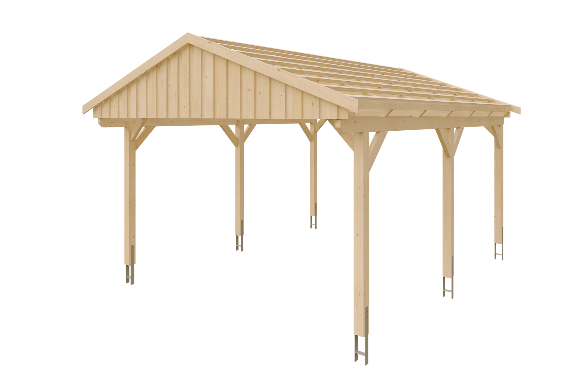 Carport Fichtelberg 423 x 566 cm, rote Schindeln, natur Carport Fichtelberg 423 x 566 cm, rote Schindeln, natur