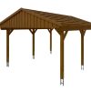 Carport Fichtelberg 423 x 566 cm, rote Schindeln, nussbaum Carport Fichtelberg 423 x 566 cm, rote Schindeln, nussbaum