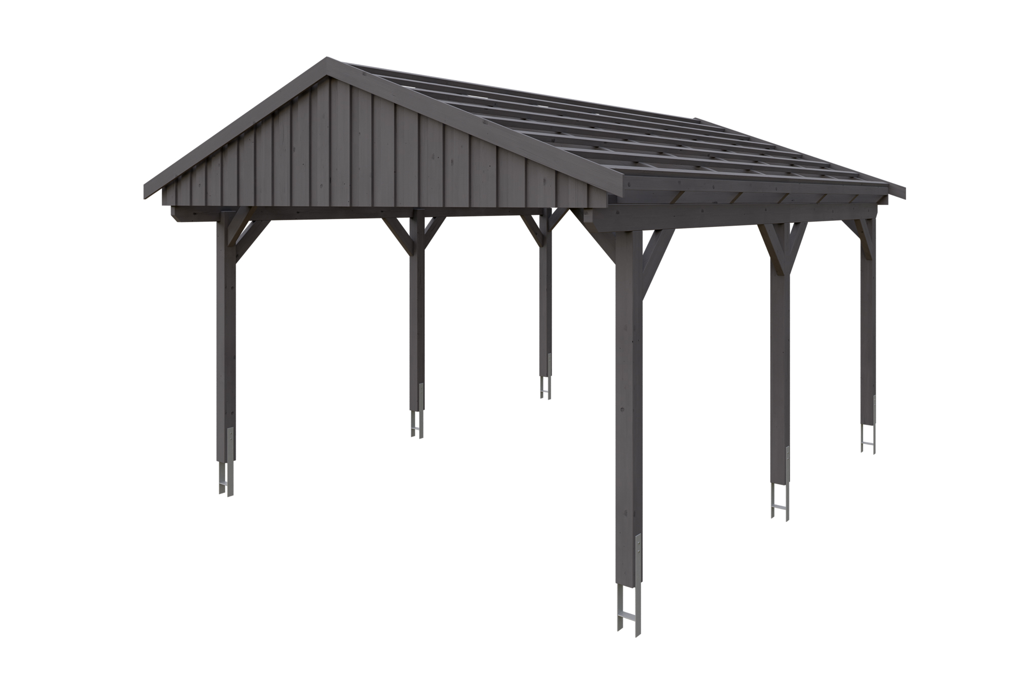Carport Fichtelberg 423 x 566 cm, rote Schindeln, schiefergrau Carport Fichtelberg 423 x 566 cm, rote Schindeln, schiefergrau