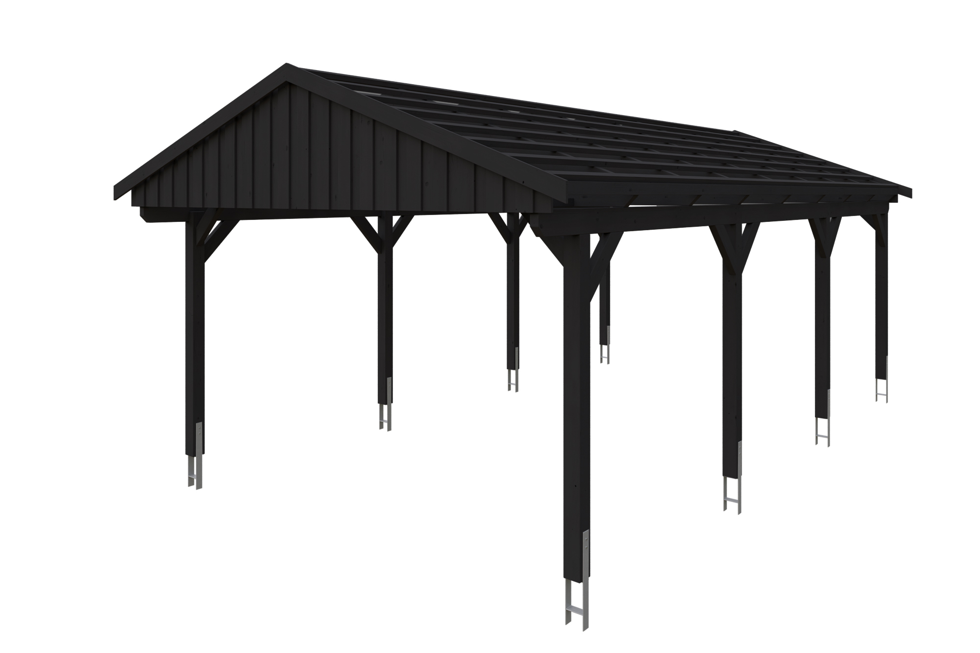 Carport Fichtelberg 423 x 808 cm, rote Schindeln, anthrazit