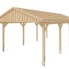 Carport Fichtelberg 423 x 808 cm, rote Schindeln, natur