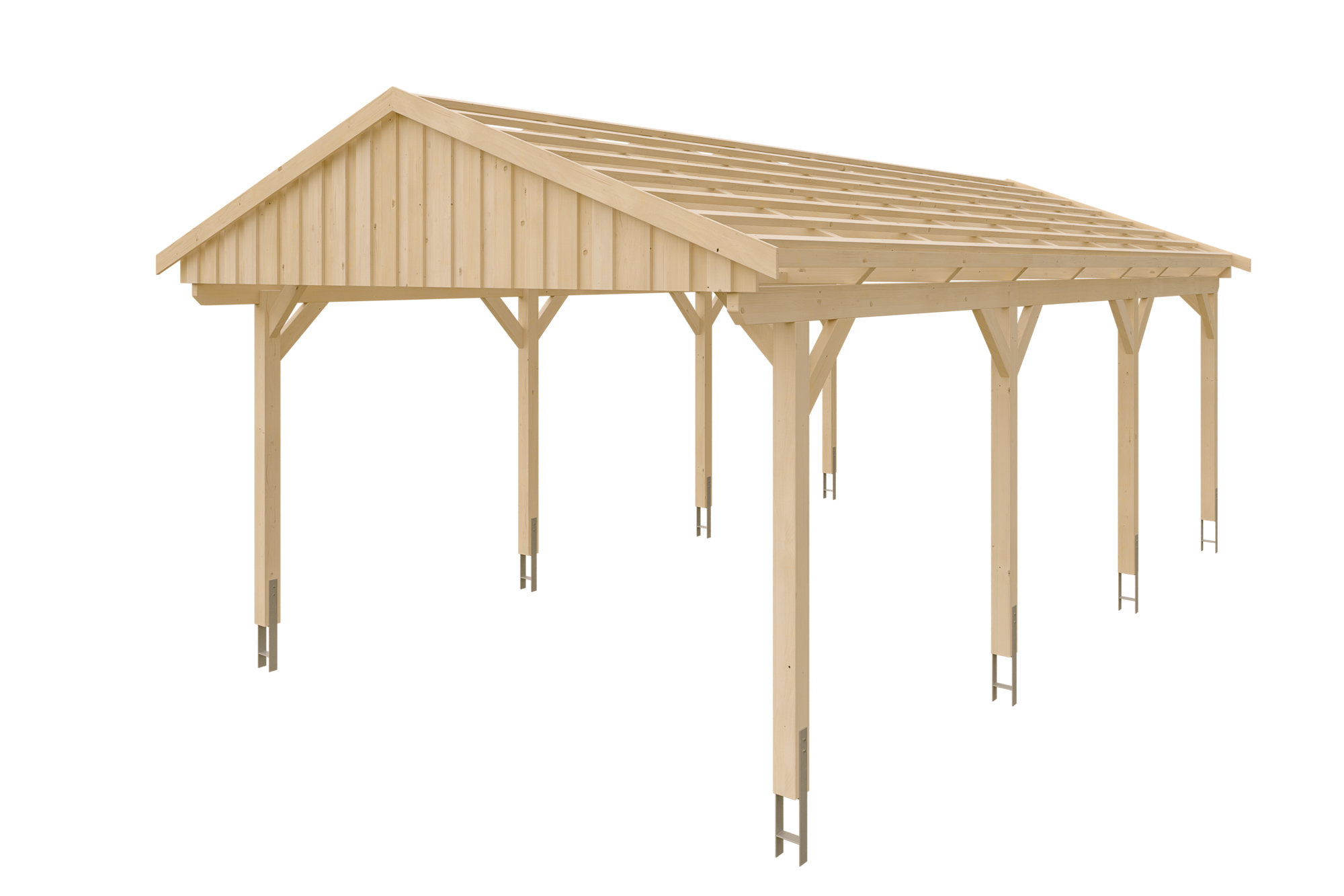 Carport Fichtelberg 423 x 808 cm, rote Schindeln, natur