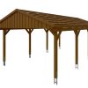 Carport Fichtelberg 423 x 808 cm, rote Schindeln, nussbaum