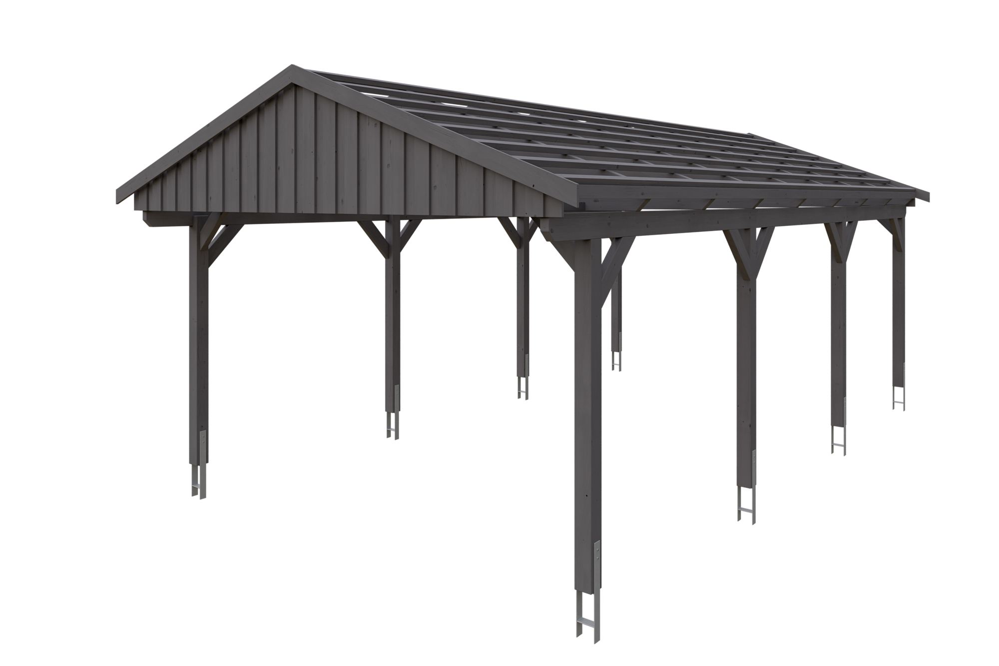 Carport Fichtelberg 423 x 808 cm, rote Schindeln, schiefergrau