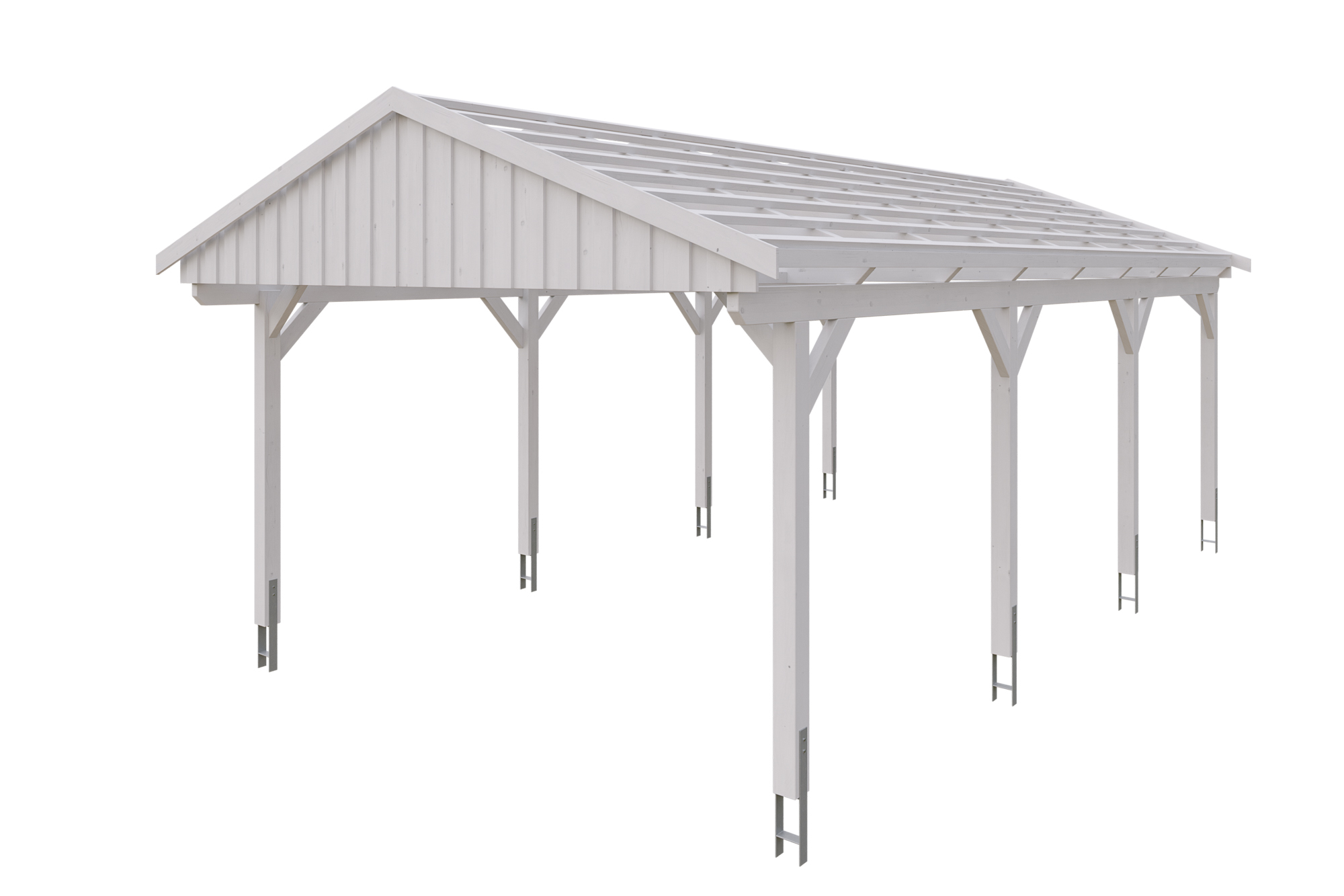 Carport Fichtelberg 423 x 808 cm, rote Schindeln, weiß